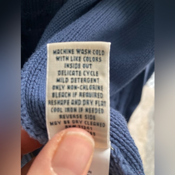 LL Bean Baby Blue zip up cable knit sweater - Picture 3 of 6